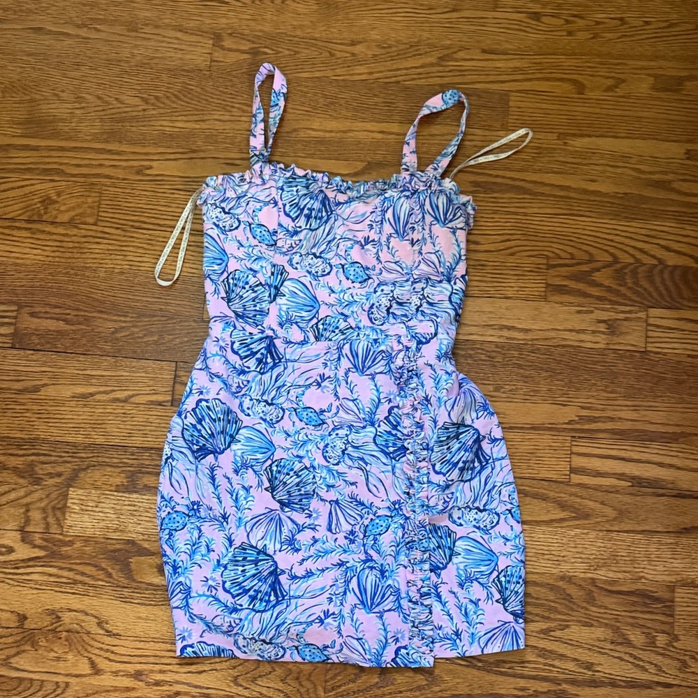 Lilly Pulitzer Pink and Blue Shell-Print Sundress